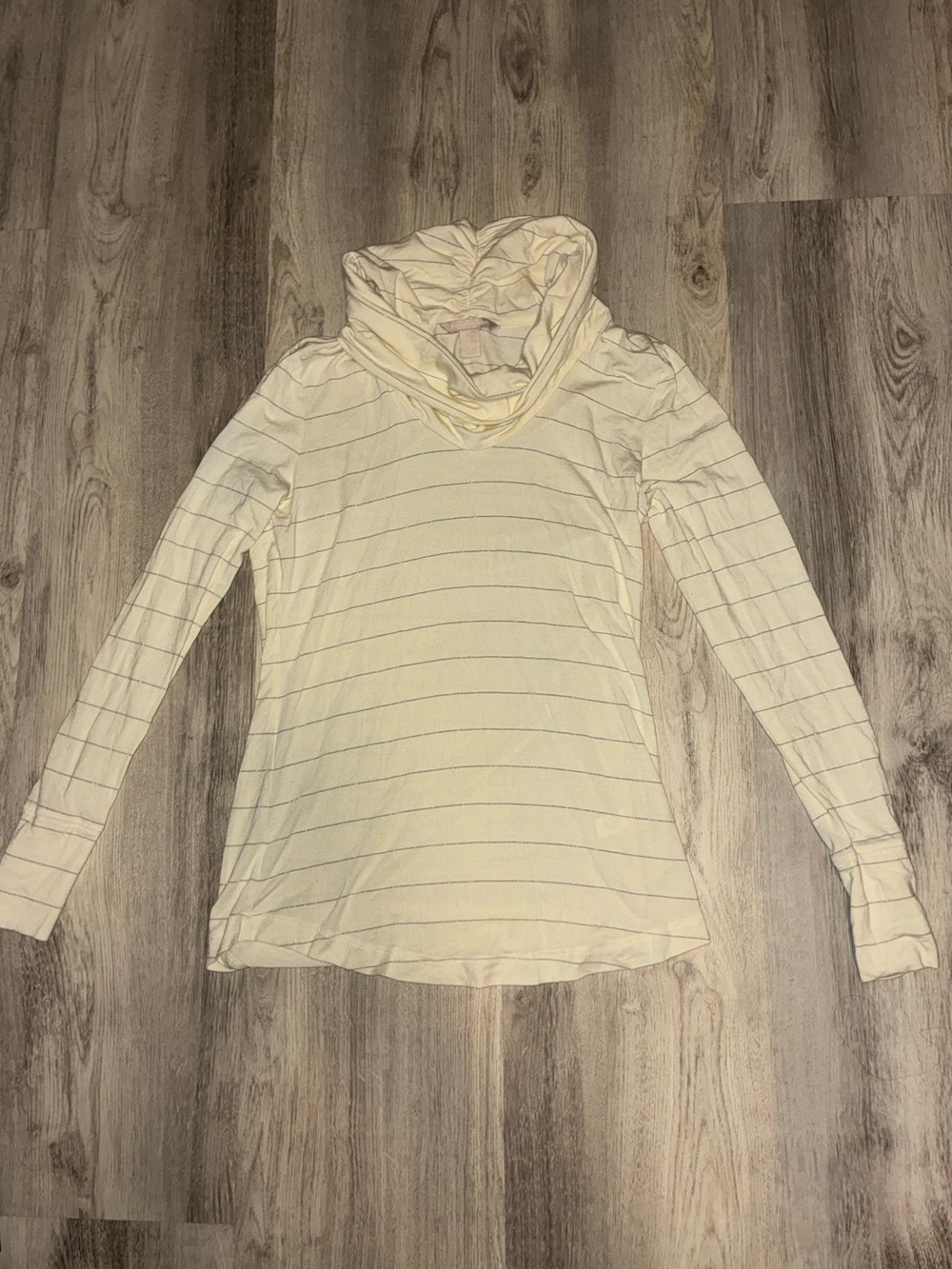 Banana Republic Cream Striped Cowl Neck Sweater